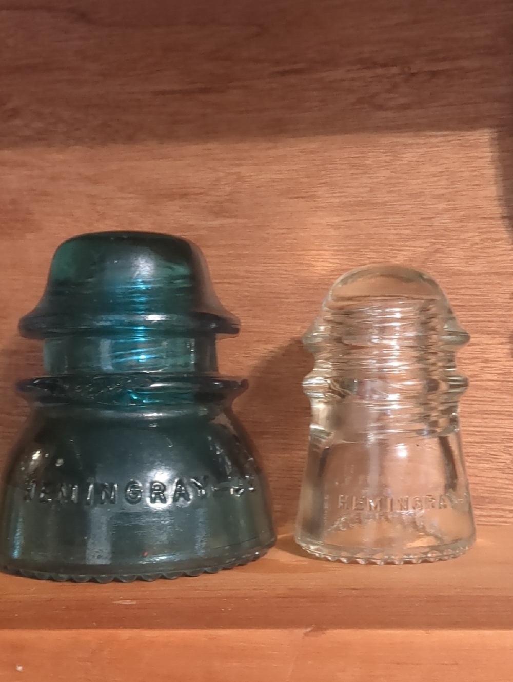 Fleming-Ray Glass Insulator - Aqua and Clear Set